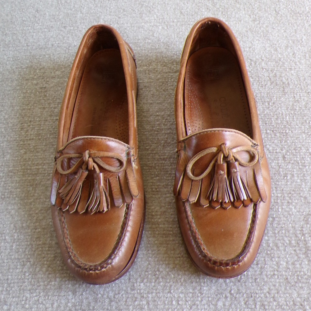 Cole Haan Vintage Mens Tassel Kiltie Loafers Tan Leather Handsewn | 10D (est.) - Picture 1 of 11